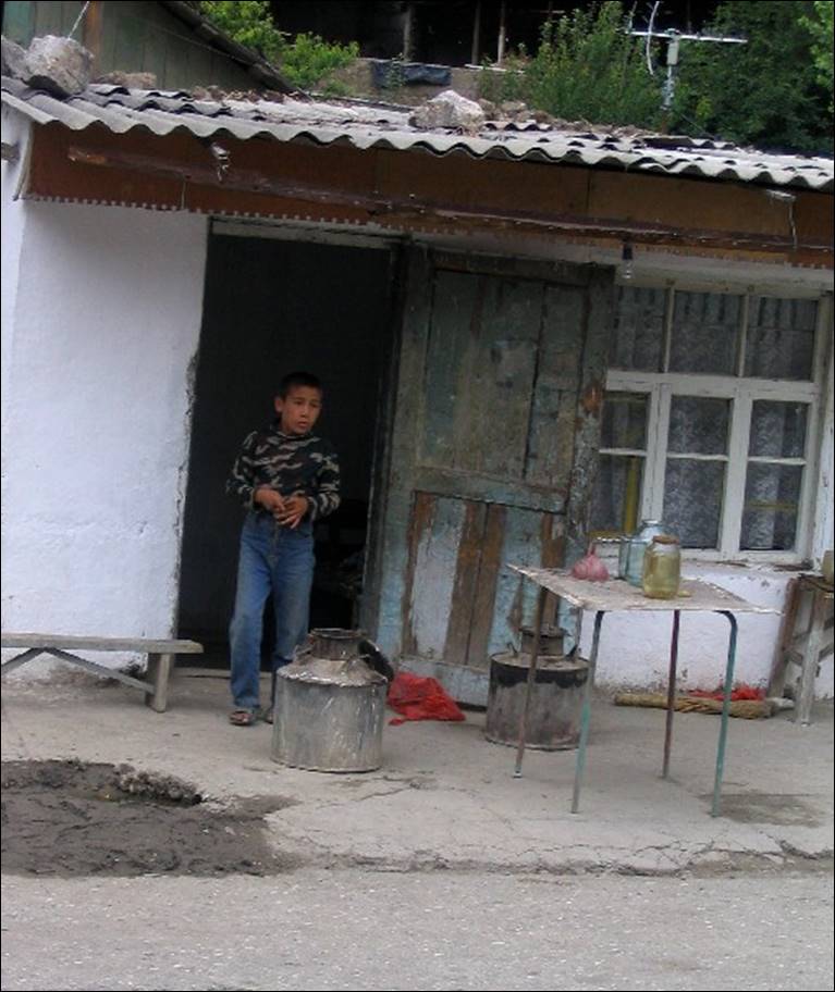 A child standing in front of a house

Description automatically generated