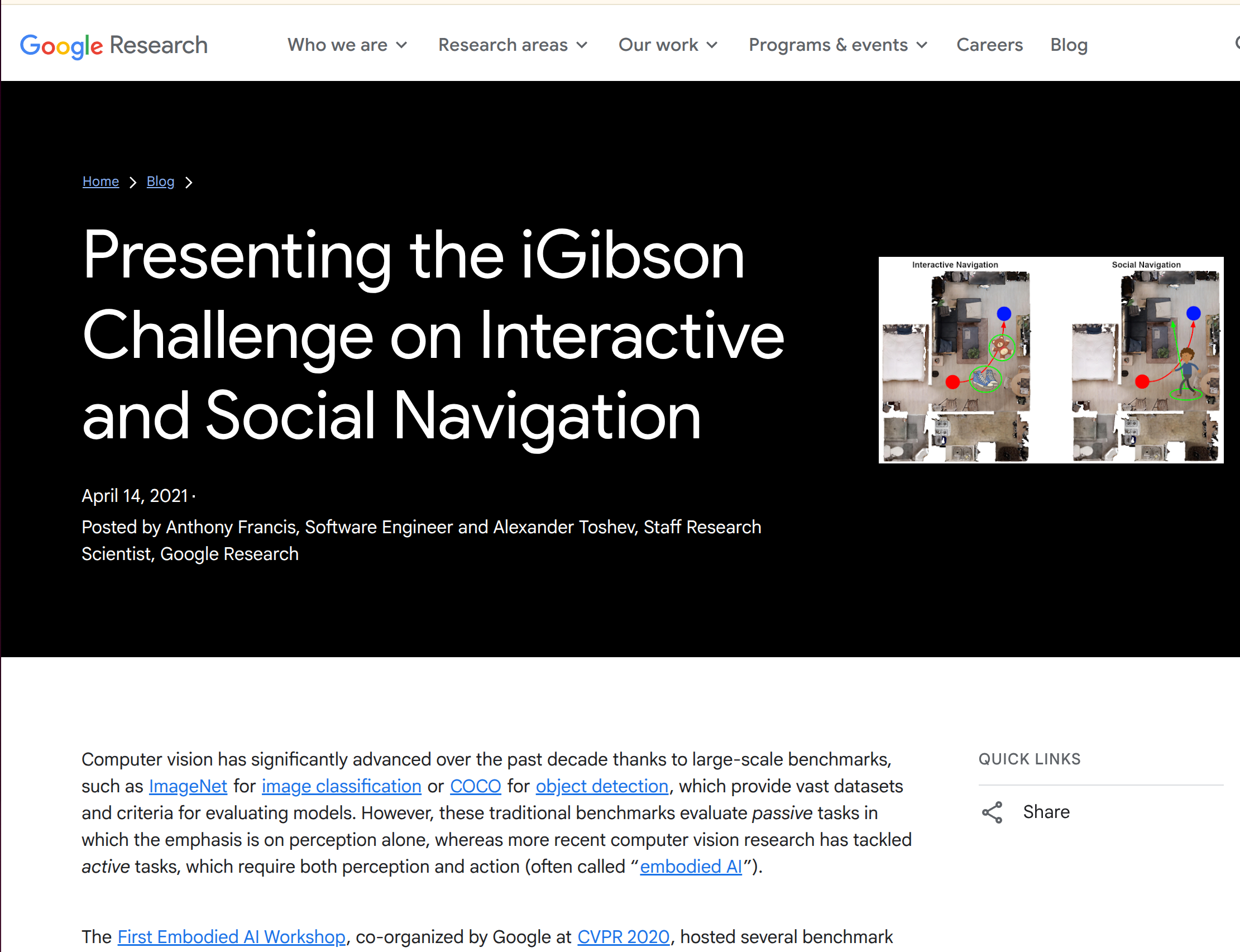 Google Research Blog on iGibson