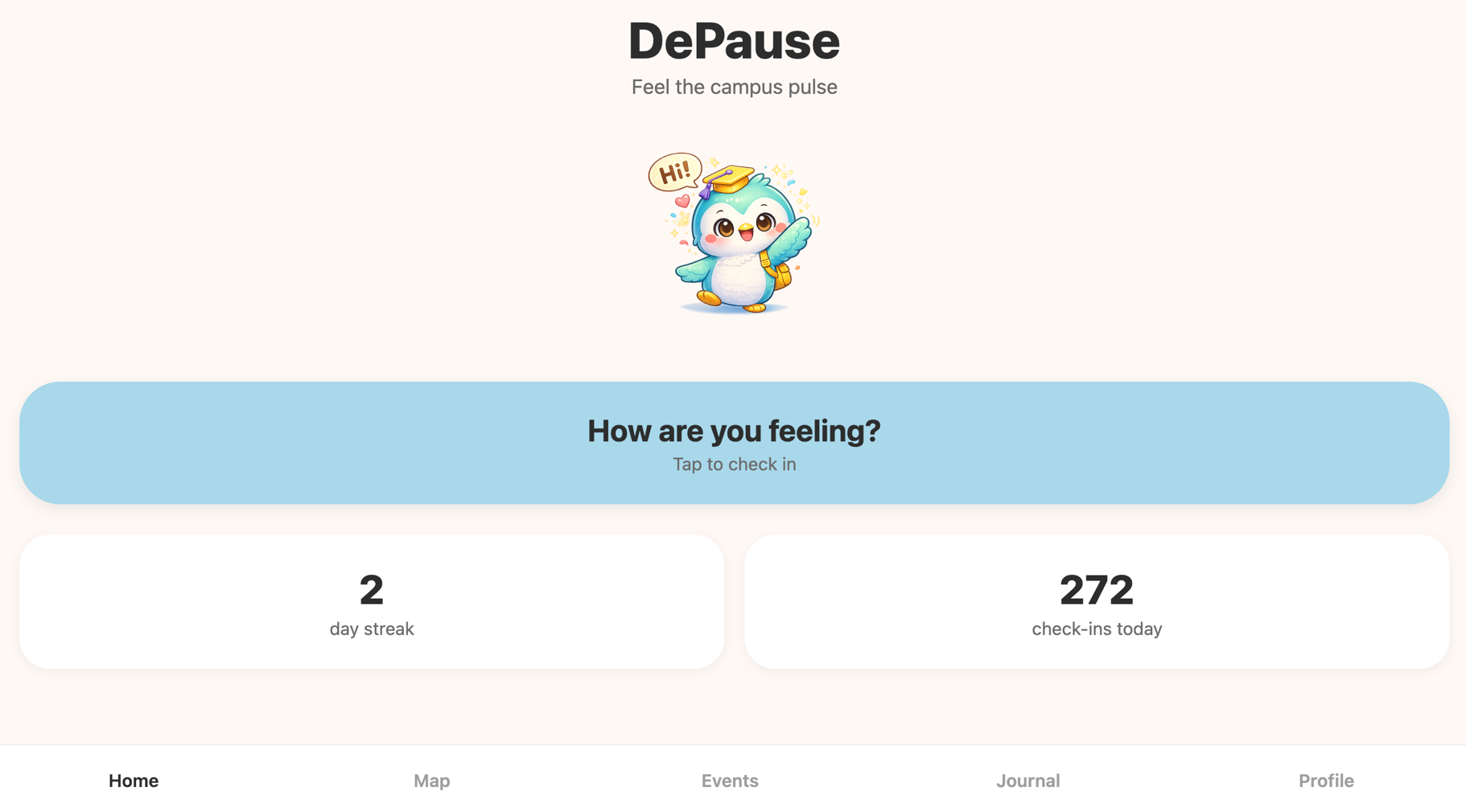 DePause home screen